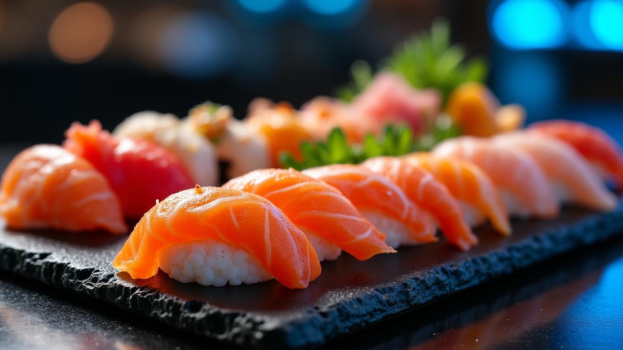 色鮮やかな寿司と刺身の盛り合わせ